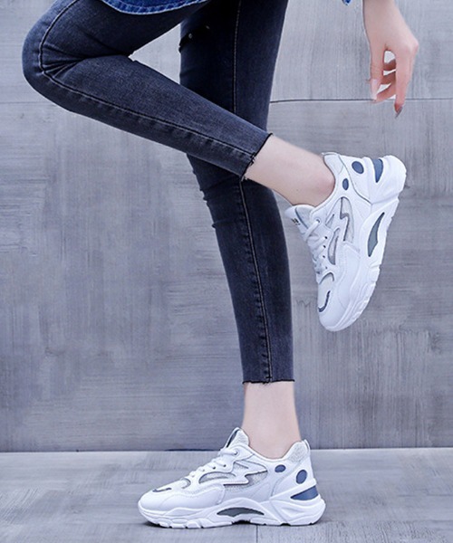 Futier land(フューティアランド)の「カラー配色厚底ダッドスニーカー(スニーカー・レディース・グレー/ピンク/マルチ・35/36/37/38/39/40)」の13枚目の写真