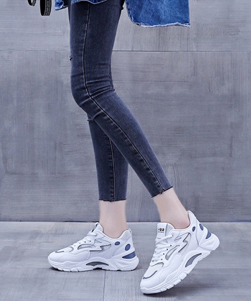 Futier land(フューティアランド)の「カラー配色厚底ダッドスニーカー(スニーカー・レディース・グレー/ピンク/マルチ・35/36/37/38/39/40)」の4枚目の写真