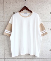 ビッグシルエット袖ライン5分袖Tシャツ