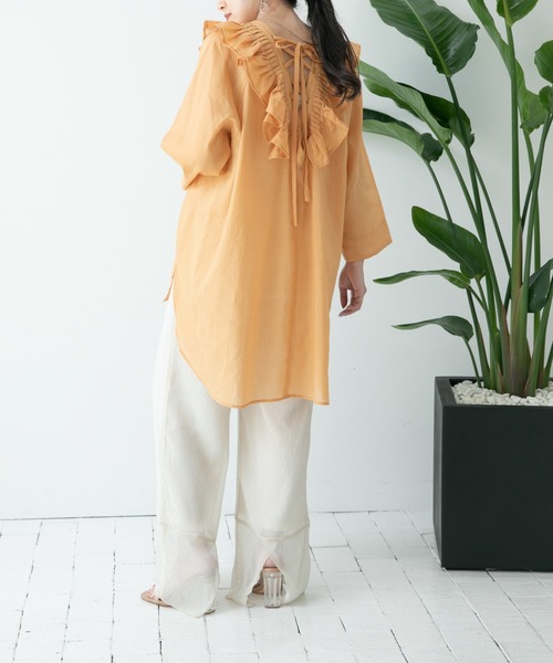 Eimee Law（エイミーロウ）の「プリーツカラー レースアップBL（シャツ 