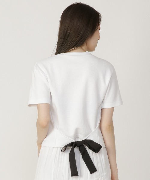 REDYAZEL（レディアゼル）の「グログランリボンＴシャツ（Tシャツ/カットソー・レディース・ブラック/オフホワイト/イエロー・FREE）」の4枚目の写真