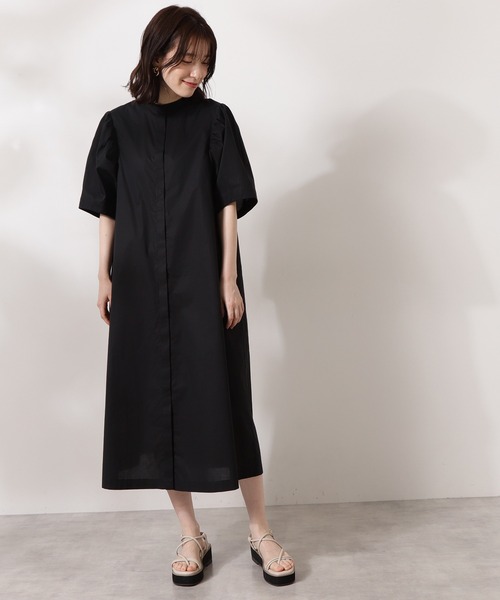 N.（N. Natural Beauty Basic）（エヌエヌナチュラルビューティーベーシック）の「◆ギャザーカーブスリーブワンピース（ワンピース・レディース・オフホワイト/ブラック/ブルー系その他・MEDIUM）」の8枚目の写真