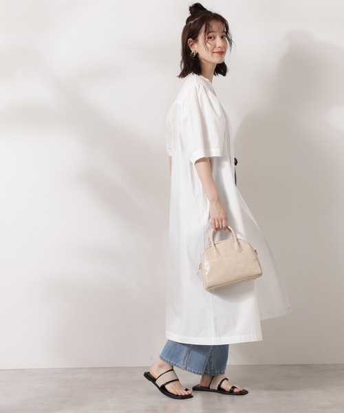 N.（N. Natural Beauty Basic）（エヌエヌナチュラルビューティーベーシック）の「◆ギャザーカーブスリーブワンピース（ワンピース・レディース・オフホワイト/ブラック/ブルー系その他・MEDIUM）」の6枚目の写真