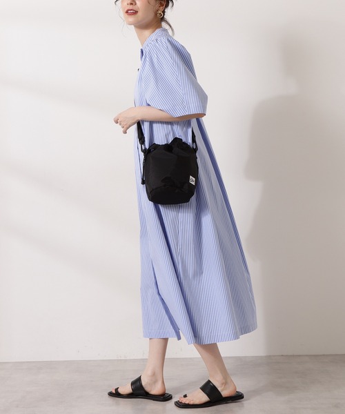 N.（N. Natural Beauty Basic）（エヌエヌナチュラルビューティーベーシック）の「◆ギャザーカーブスリーブワンピース（ワンピース・レディース・オフホワイト/ブラック/ブルー系その他・MEDIUM）」の9枚目の写真