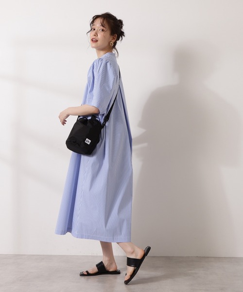 N.（N. Natural Beauty Basic）（エヌエヌナチュラルビューティーベーシック）の「◆ギャザーカーブスリーブワンピース（ワンピース・レディース・オフホワイト/ブラック/ブルー系その他・MEDIUM）」の12枚目の写真