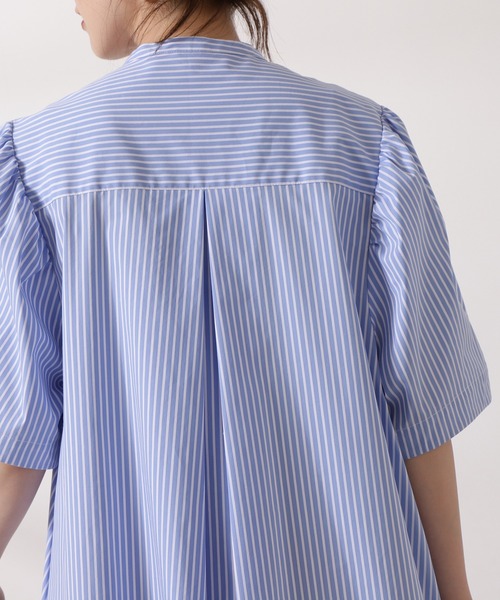 N.（N. Natural Beauty Basic）（エヌエヌナチュラルビューティーベーシック）の「◆ギャザーカーブスリーブワンピース（ワンピース・レディース・オフホワイト/ブラック/ブルー系その他・MEDIUM）」の11枚目の写真