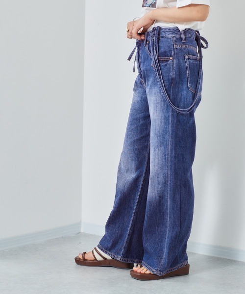 cepo(セポ)の「バックリボンサスペンダーパンツ(デニムパンツ・レディース・ブルー系その他/オフホワイト/インディゴブルー・M/S)」の12枚目の写真