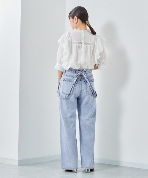 cepo(セポ)の「バックリボンサスペンダーパンツ(デニムパンツ・レディース・ブルー系その他/オフホワイト/インディゴブルー・M/S)」の10枚目の写真