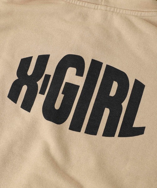 X-girl（エックスガール）の「CURVED LOGO ZIP UP SWEAT HOODIE