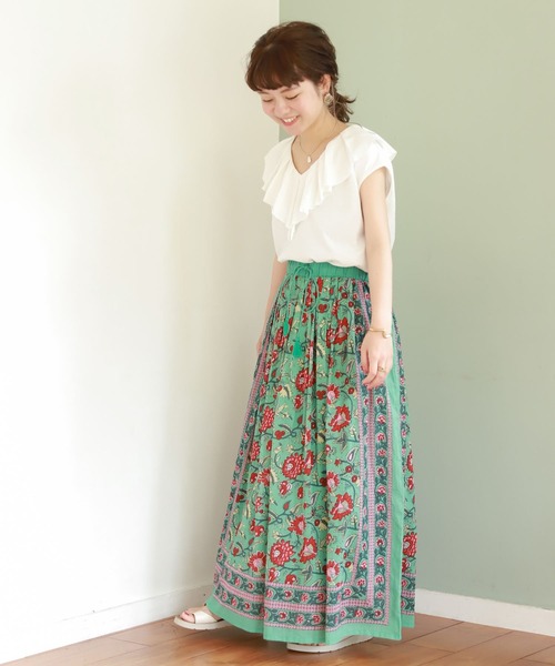 studio CLIP（スタディオクリップ）の「【低身長向けアイテム/WEB限定】ラッフル襟プルオーバー（Tシャツ/カットソー・レディース・オフホワイト/ブルー・FREE）」の3枚目の写真