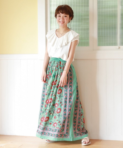 studio CLIP（スタディオクリップ）の「【低身長向けアイテム/WEB限定】ラッフル襟プルオーバー（Tシャツ/カットソー・レディース・オフホワイト/ブルー・FREE）」の14枚目の写真