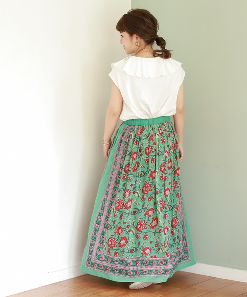 studio CLIP（スタディオクリップ）の「【低身長向けアイテム/WEB限定】ラッフル襟プルオーバー（Tシャツ/カットソー・レディース・オフホワイト/ブルー・FREE）」の6枚目の写真