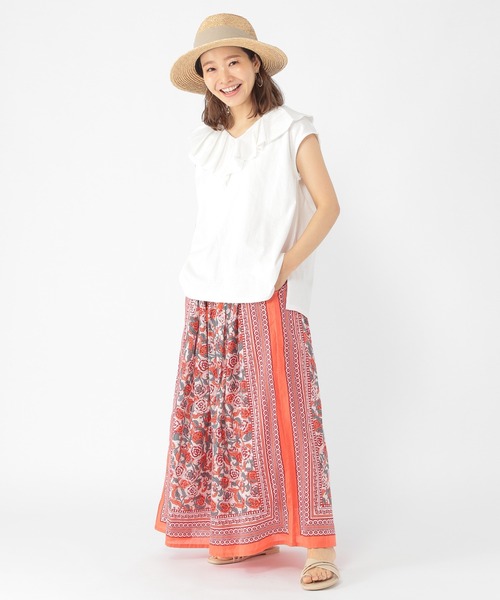 studio CLIP（スタディオクリップ）の「【低身長向けアイテム/WEB限定】ラッフル襟プルオーバー（Tシャツ/カットソー・レディース・オフホワイト/ブルー・FREE）」の19枚目の写真