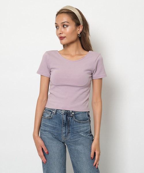 SPIRALGIRL(スパイラルガール)の「バックオープンちびTシャツ(Tシャツ/カットソー・レディース・ブラック/オフホワイト/ピンク・FREE)」の19枚目の写真