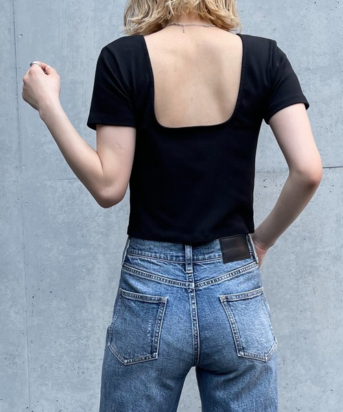 SPIRALGIRL(スパイラルガール)の「バックオープンちびTシャツ(Tシャツ/カットソー・レディース・ブラック/オフホワイト/ピンク・FREE)」の15枚目の写真