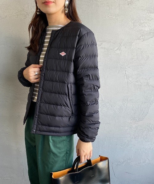 DANTON（ダントン）の「[DANTON/ダントン] ナイロンタフタ ノーカラーインナーダウンジャケット（ダウンジャケット/コート・レディース・ブラック/ベージュ/オフホワイト/オリーブ/イエロー/ダークグレー・S/M/XS）」の3枚目の写真