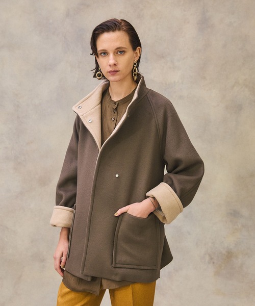 PUBLIC TOKYO パブリックトウキョウ ウールシャンブレーショートコート ウールジップショートコート（ブルゾン）｜PUBLIC TOKYO