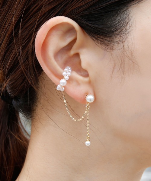 colleca la(コレカラ)の「パールイヤカフ×パール樹脂イヤリング(イヤーカフ・レディース・シルバー/ゴールド・フリ-)」の3枚目の写真