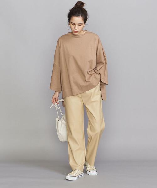 BEAUTY&YOUTH UNITED ARROWS(ビューティーアンドユースユナイテッドアローズ)の「BY フェイクレザーイージーテーパード パンツ -ウォッシャブル-(その他パンツ・レディース・クリーム/ダークブラウン・M/S)」の6枚目の写真