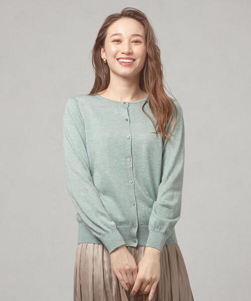 closet story（クローゼットストーリー）の「＜closet story（クローゼットストーリー）＞ラメ クルーネック カーディガン -ウォッシャブル-（カーディガン/ボレロ・レディース・ネイビー/ライム/イエロー・FREE）」の2枚目の写真