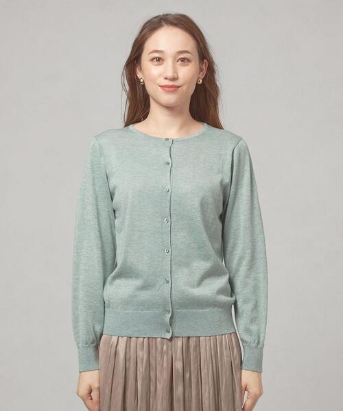 closet story（クローゼットストーリー）の「＜closet story（クローゼットストーリー）＞ラメ クルーネック カーディガン -ウォッシャブル-（カーディガン/ボレロ・レディース・ネイビー/ライム/イエロー・FREE）」の6枚目の写真