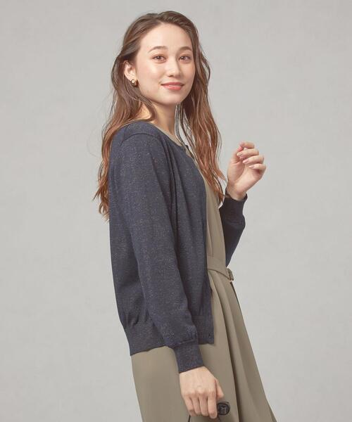 closet story（クローゼットストーリー）の「＜closet story（クローゼットストーリー）＞ラメ クルーネック カーディガン -ウォッシャブル-（カーディガン/ボレロ・レディース・ネイビー/ライム/イエロー・FREE）」の18枚目の写真