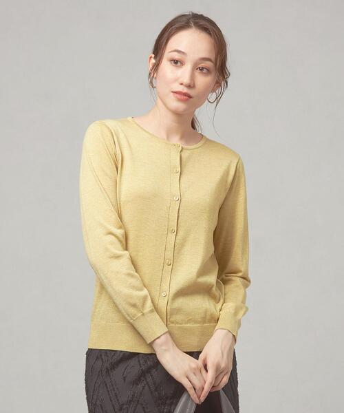 closet story（クローゼットストーリー）の「＜closet story（クローゼットストーリー）＞ラメ クルーネック カーディガン -ウォッシャブル-（カーディガン/ボレロ・レディース・ネイビー/ライム/イエロー・FREE）」の16枚目の写真