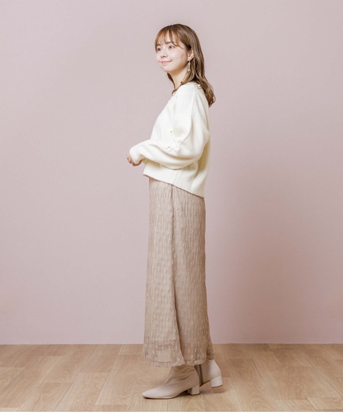 flower（フラワー）の「エンブロイダリーフラワーズニット（ニット/セーター・レディース・ベージュ/イエロー/アイボリー・FREE）」の20枚目の写真