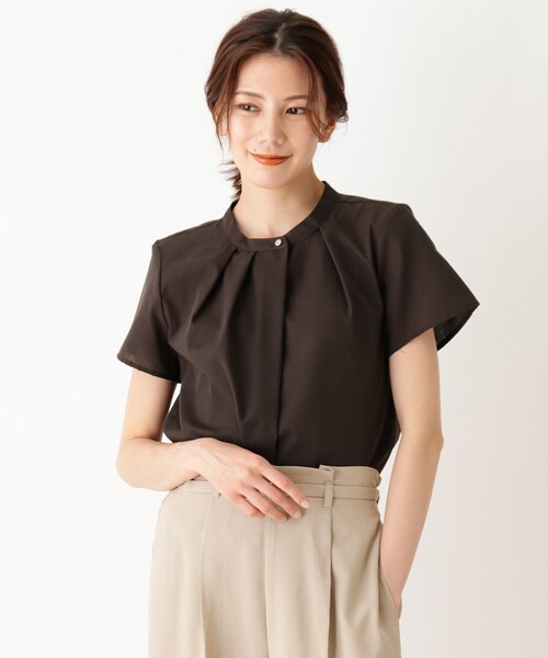 DRESKIP（ドレスキップ）の「◆フロントタックブラウス（シャツ/ブラウス・レディース・ダークブラウン/サンドベージュ/ベージュ系その他2/ネイビー系1・02/03/04）」の2枚目の写真