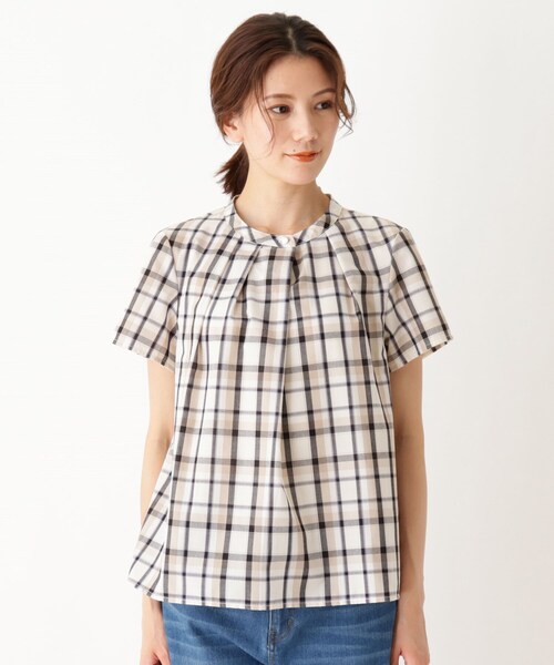 DRESKIP（ドレスキップ）の「◆フロントタックブラウス（シャツ/ブラウス・レディース・ダークブラウン/サンドベージュ/ベージュ系その他2/ネイビー系1・02/03/04）」の5枚目の写真