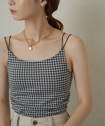 Kastane | カップ付きチェックキャミ(キャミソール)