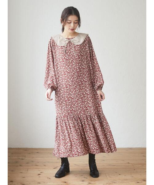 RAY CASSIN FAVORI(レイカズンフェバリ)の「・RAY CASSIN SET2点ツケエリ×フラワーワンピ*(ワンピース・レディース・ブラック/レッド/ネイビー・FREE)」の6枚目の写真