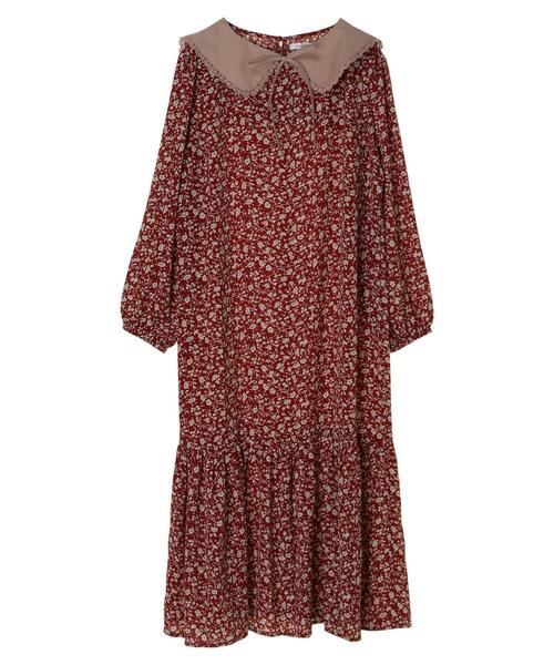 RAY CASSIN FAVORI(レイカズンフェバリ)の「・RAY CASSIN SET2点ツケエリ×フラワーワンピ*(ワンピース・レディース・ブラック/レッド/ネイビー・FREE)」の7枚目の写真