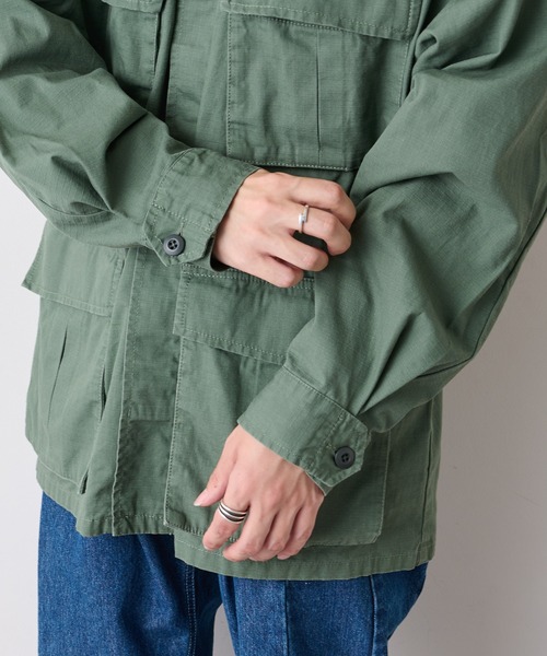 DISCOAT（ディスコート）の「リップストップM65ファティーグジャケット（ミリタリージャケット・メンズ・ブラック/カーキ・MEDIUM/LARGE）」の7枚目の写真