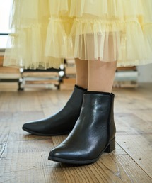 リアルレザー パイピングショートブーツ