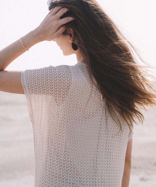 CAMILLE EAU（カミーユオー）の「透かし柄ニットワンピース（ワンピース・レディース・ブラック/ベージュ・MEDIUM）」の9枚目の写真