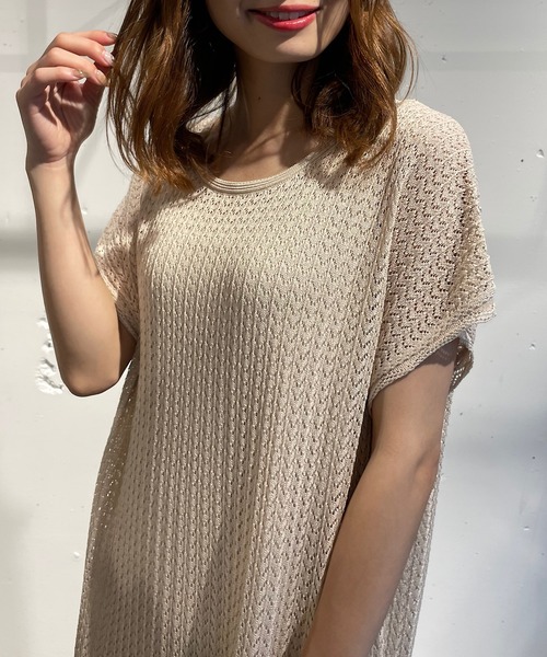 CAMILLE EAU（カミーユオー）の「透かし柄ニットワンピース（ワンピース・レディース・ブラック/ベージュ・MEDIUM）」の13枚目の写真