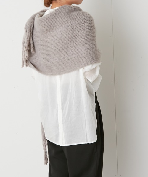 Omekashi(オメカシ)の「リサイクルフリンジストール(マフラー・レディース・グレー/ブルー/オフホワイト・FREE)」の7枚目の写真