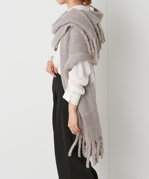 Omekashi(オメカシ)の「リサイクルフリンジストール(マフラー・レディース・グレー/ブルー/オフホワイト・FREE)」の8枚目の写真