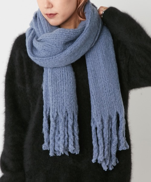 Omekashi(オメカシ)の「リサイクルフリンジストール(マフラー・レディース・グレー/ブルー/オフホワイト・FREE)」の10枚目の写真