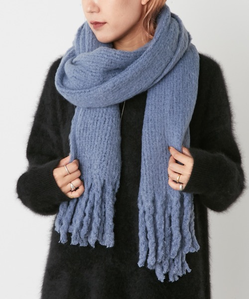 Omekashi(オメカシ)の「リサイクルフリンジストール(マフラー・レディース・グレー/ブルー/オフホワイト・FREE)」の11枚目の写真