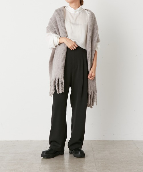 Omekashi(オメカシ)の「リサイクルフリンジストール(マフラー・レディース・グレー/ブルー/オフホワイト・FREE)」の9枚目の写真