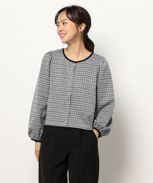 ems excite（エムズエキサイト）の「パイピングチェック柄カットソー（Tシャツ/カットソー・レディース・ベージュ/ブラック系その他/ダークブラウン・FREE）」の17枚目の写真