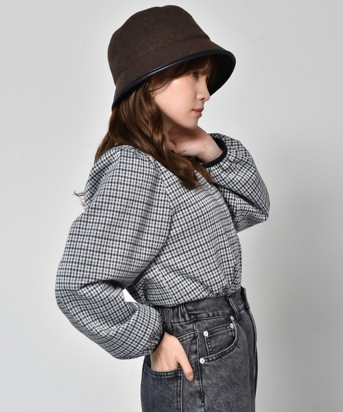 ems excite（エムズエキサイト）の「パイピングチェック柄カットソー（Tシャツ/カットソー・レディース・ベージュ/ブラック系その他/ダークブラウン・FREE）」の21枚目の写真