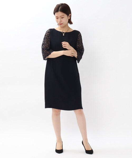 UNTITLED（アンタイトル）の「◆レーススリーブツイルワンピース（ワンピース・レディース・ブラック/ネイビー・01/02/03）」の13枚目の写真