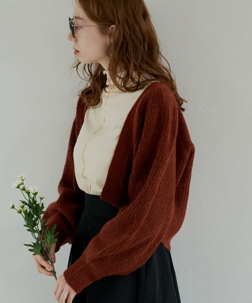 hinari（ヒナリ）の「ミックスニットショートカーディガン（カーディガン/ボレロ・レディース・カーキ/テラコッタ/ベージュ・FREE）」の16枚目の写真