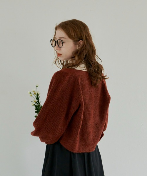 hinari（ヒナリ）の「ミックスニットショートカーディガン（カーディガン/ボレロ・レディース・カーキ/テラコッタ/ベージュ・FREE）」の17枚目の写真