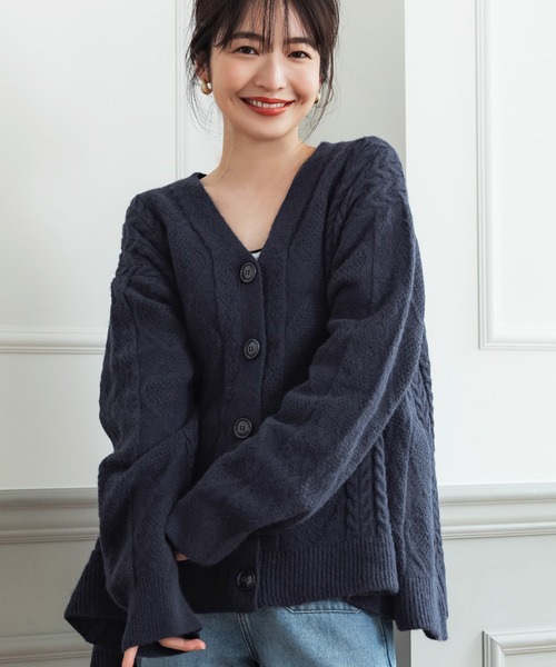セール】もちもちケーブルフレアカーデ（カーディガン/ボレロ）｜coca