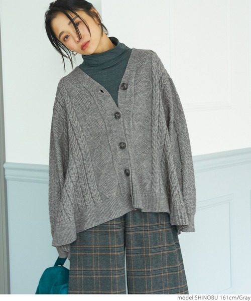 セール】もちもちケーブルフレアカーデ（カーディガン/ボレロ）｜coca