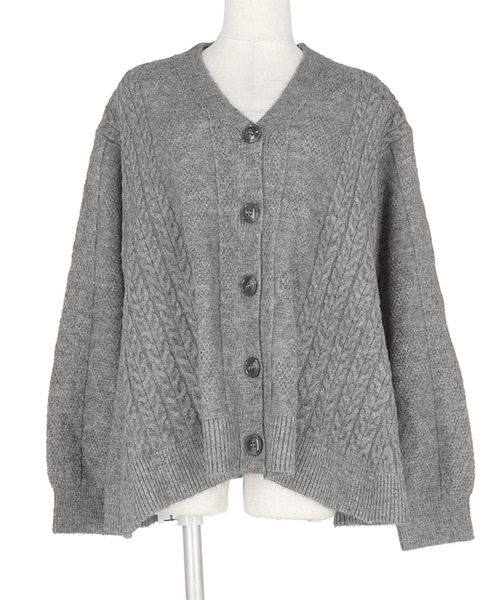 セール】もちもちケーブルフレアカーデ（カーディガン/ボレロ）｜coca